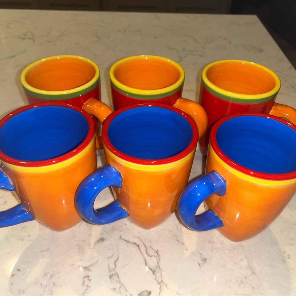 Dansk Orange and Blue Mug Set